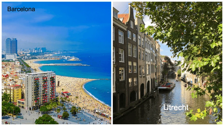 Comparacion Barcelona y Utrecht